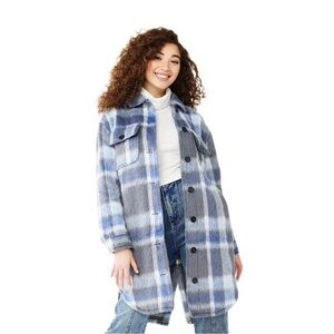 SO Longline Plaid Printed Shacket Size XS
